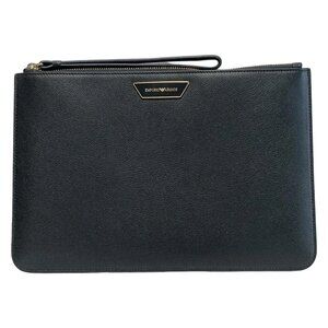 EMPORIO ARMANI - Black Leather Pouch